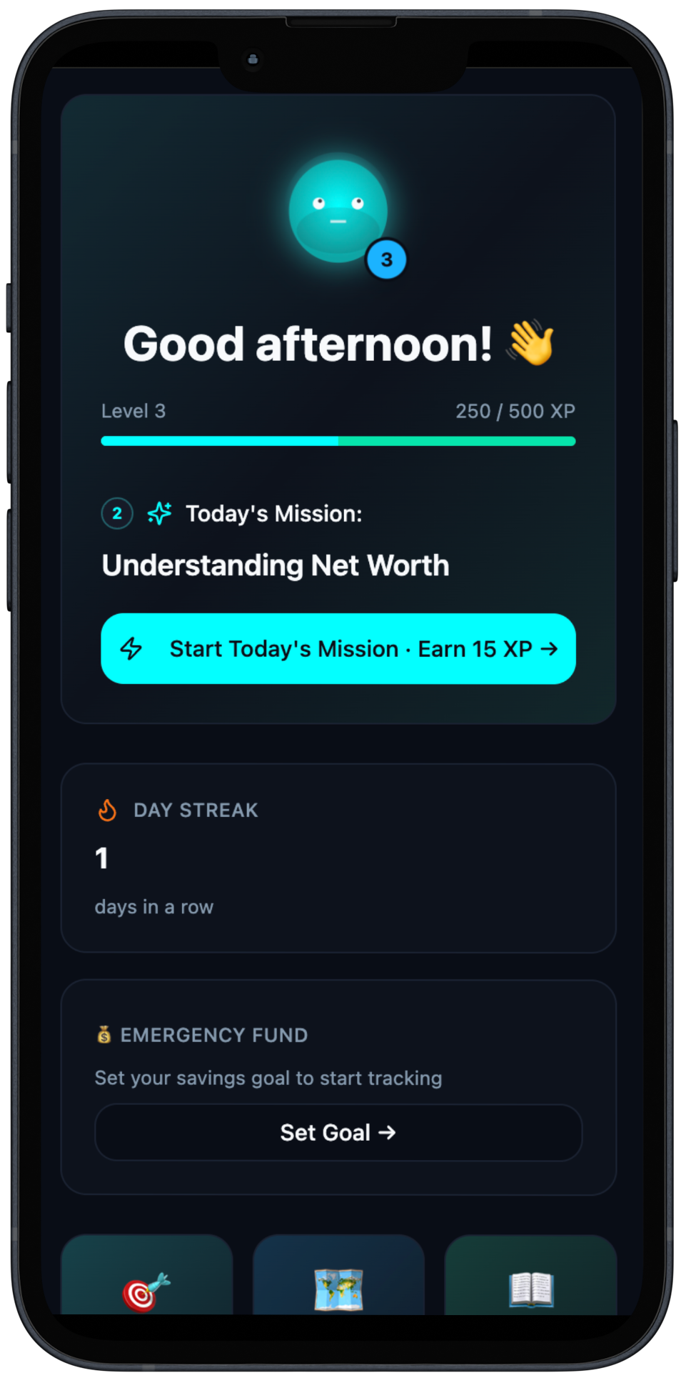 Finnav dashboard showing today's mission